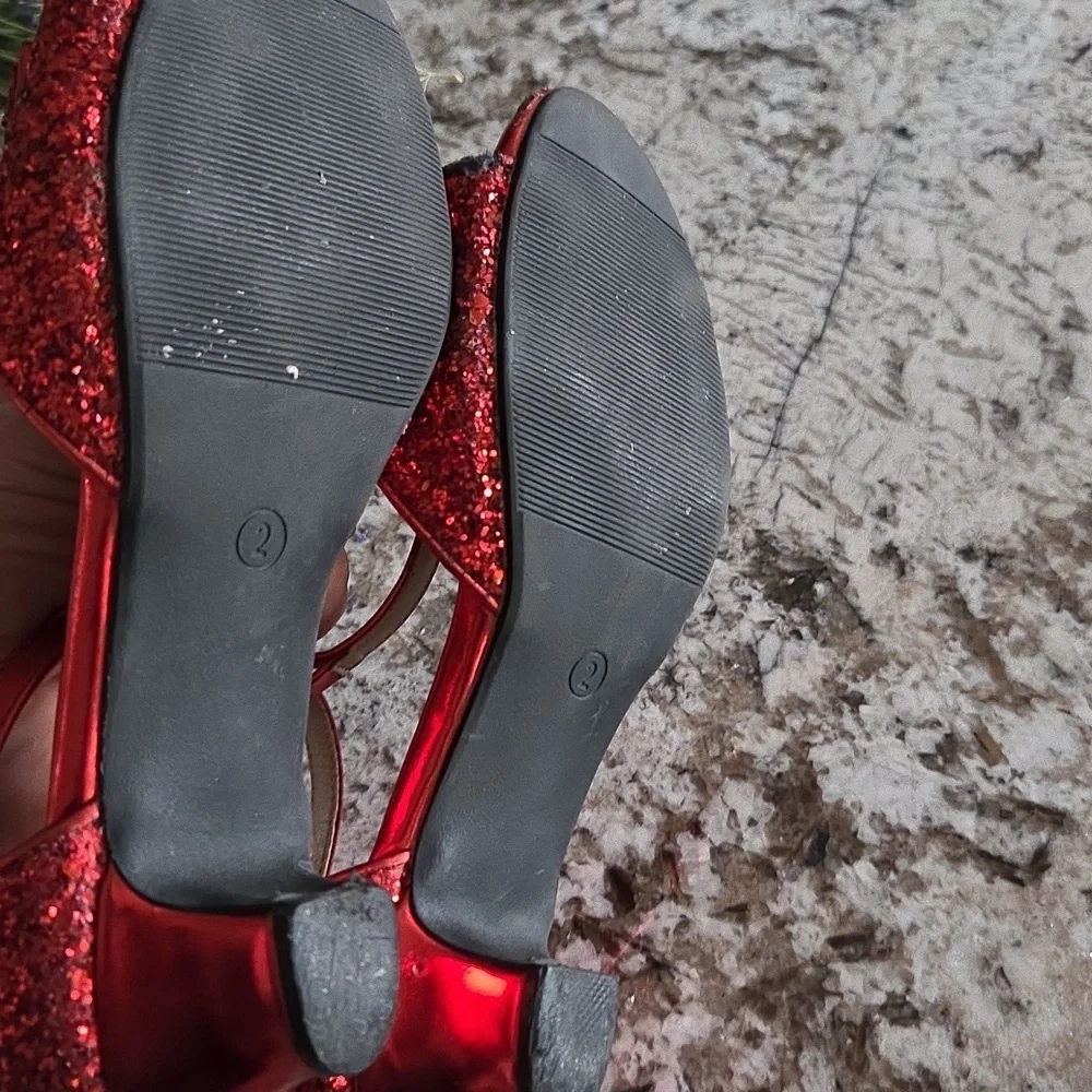 SOBOYO Red Glitter Girl's Fun Strappy Holiday Sandals With A Low Heal Bow In Red